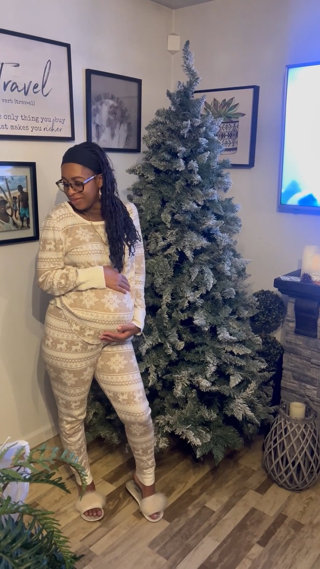 It’s officially cozy season ✨ and I’m living in this neutral tan + cream waffle knit pajama set  lightweight, soft, and bump-approved 🤍 Thankfully I grabbed them last year in an XL bottom (perfect fit over the belly!) and my regular medium top still works this season 🙌🏽 Bonus? They come in matching sets for the whole fam, because coordinated Christmas mornings just hit different. 🎄

Tap to shop this cozy look and get holiday-ready early, beauty 💫

#LTKSeasonal #LTKFamily #LTKBump