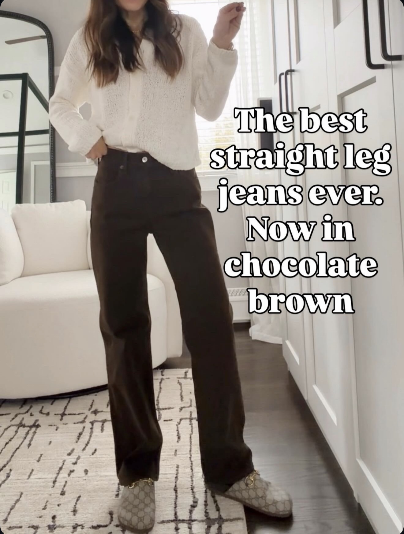 The best straight-leg jeans ever… now in chocolate brown 🤎 — comment LINK 🔗⬇️ wearing size 24 short 

#LTKOver40 #LTKmomlife #LTKootd