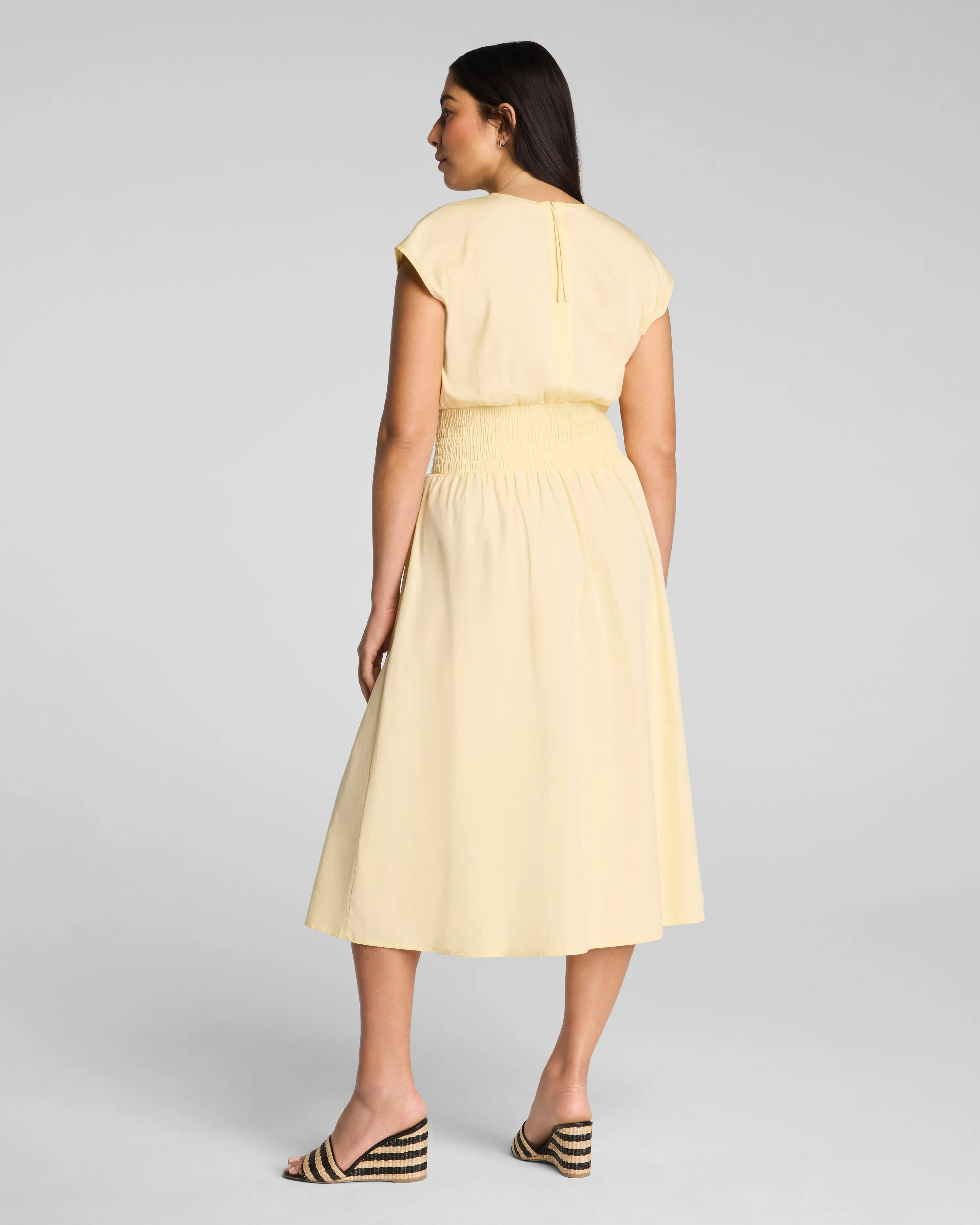 SPANX® Poplin V-Neck Smocked Midi Dress | Supima® Cotton | Spanx