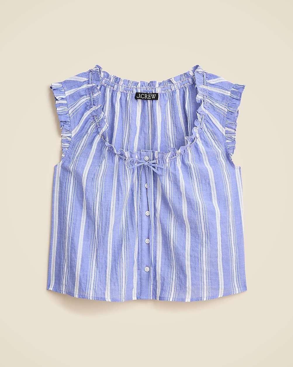 Ruffle-trim button-up top in stripe | J. Crew US