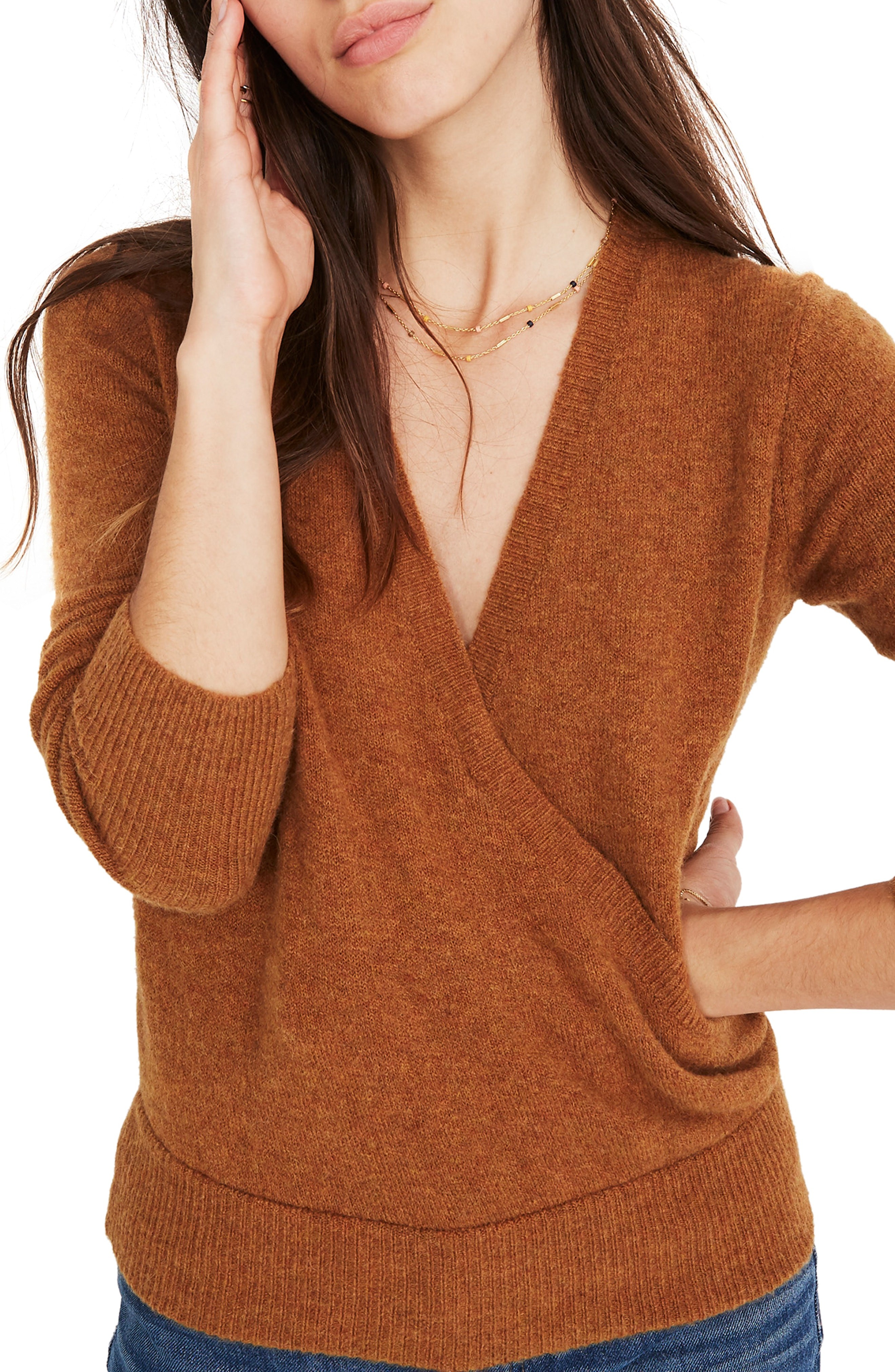 Madewell Faux Wrap Pullover Sweater (Regular & Plus Size) | Nordstrom