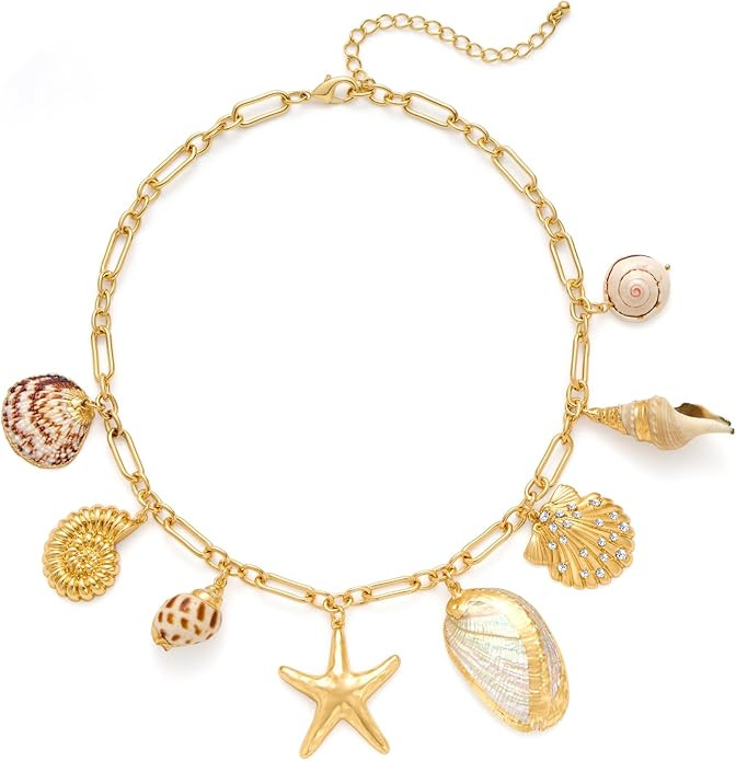 CLASSYZINT Shell Necklace Shell Conch Starfish Charm Necklace Boho Summer Necklaces Beach Jewelry... | Amazon (US)