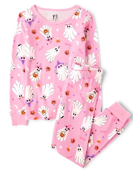 Girls Halloween Glow In The Dark Long Sleeve Ghost Print Snug Fit Cotton Pajamas - LUAU | The Chi... | The Children's Place