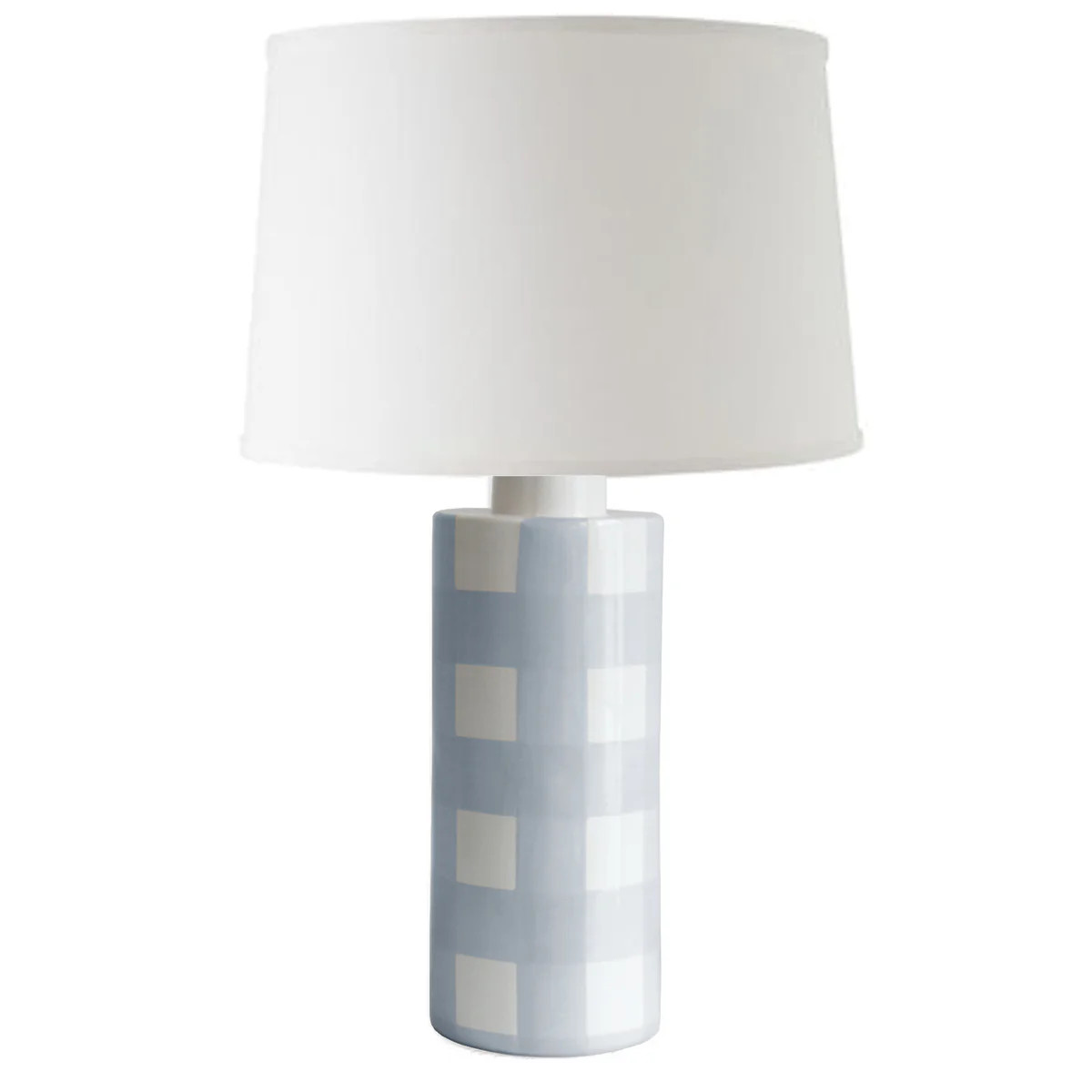 Hydrangea Light Blue Gingham Column Lamp | Ruby Clay Company