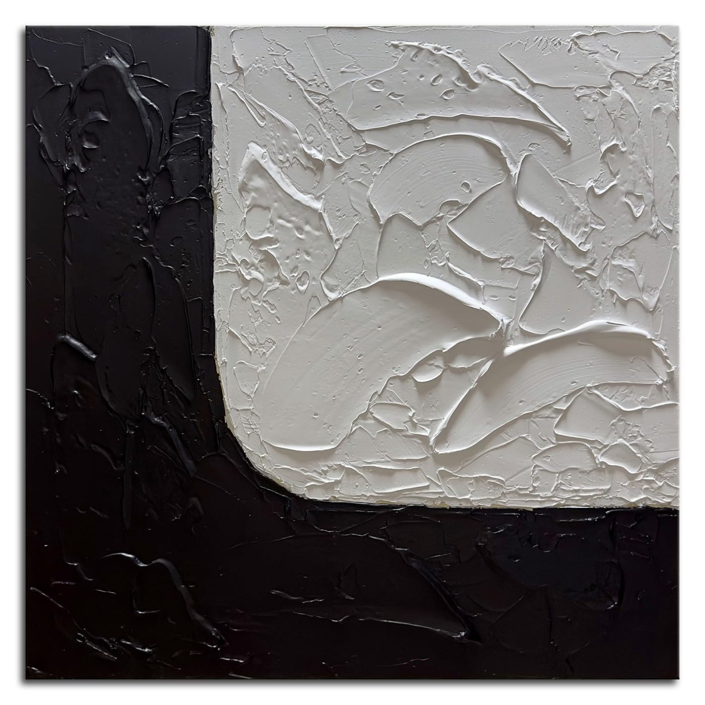 zoinart Hand Painted Black and White Canvas Wall Art 24x24 Inches Abstract Paintings Textured Min... | Amazon (US)