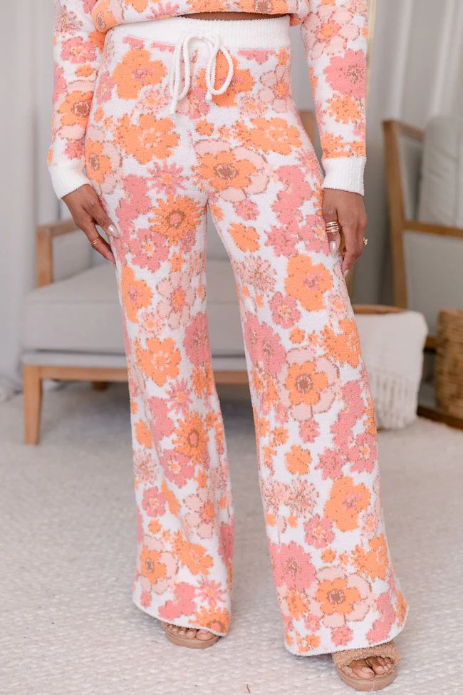 Movies And Chill Vintage Floral Fuzzy Lounge Pants | Pink Lily