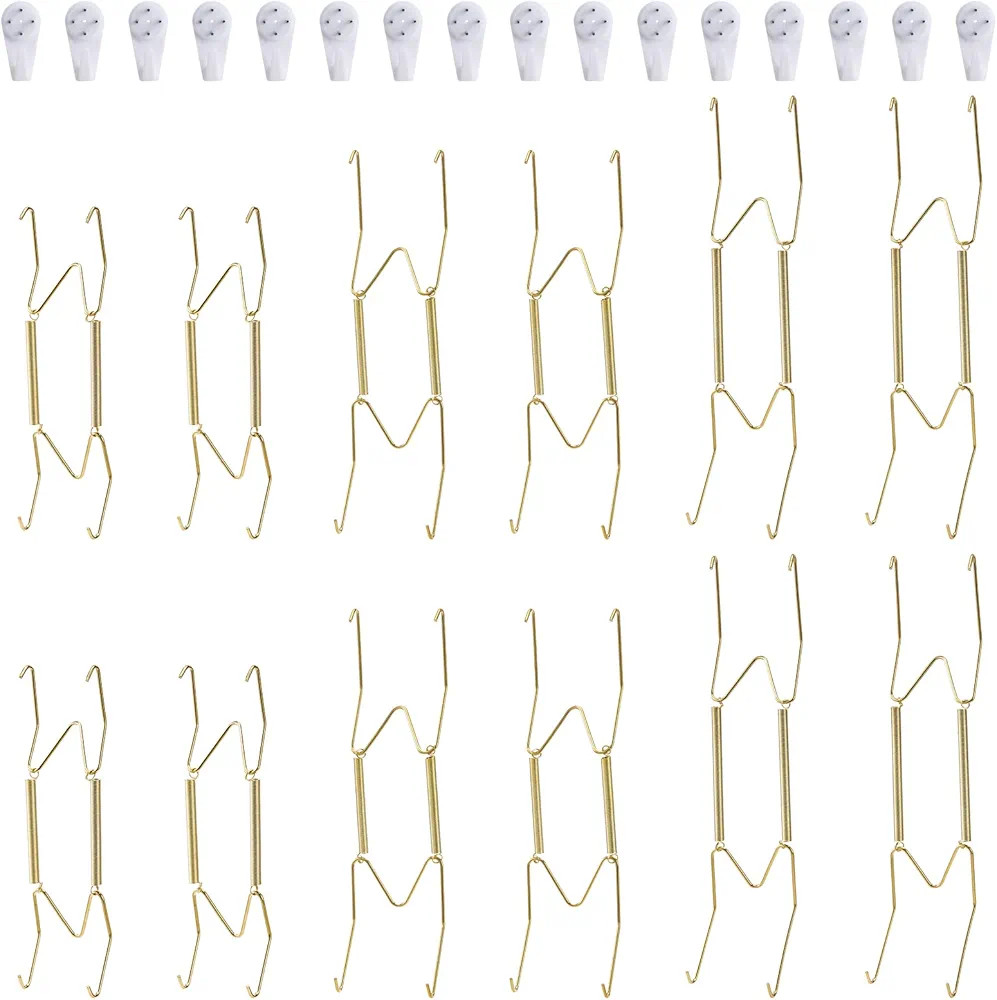 12 Pack Plate Hangers, 6 8 10 Inch Wall Plate Hangers and 16 Pack Wall Hooks, Compatible 6 to 10.... | Amazon (US)