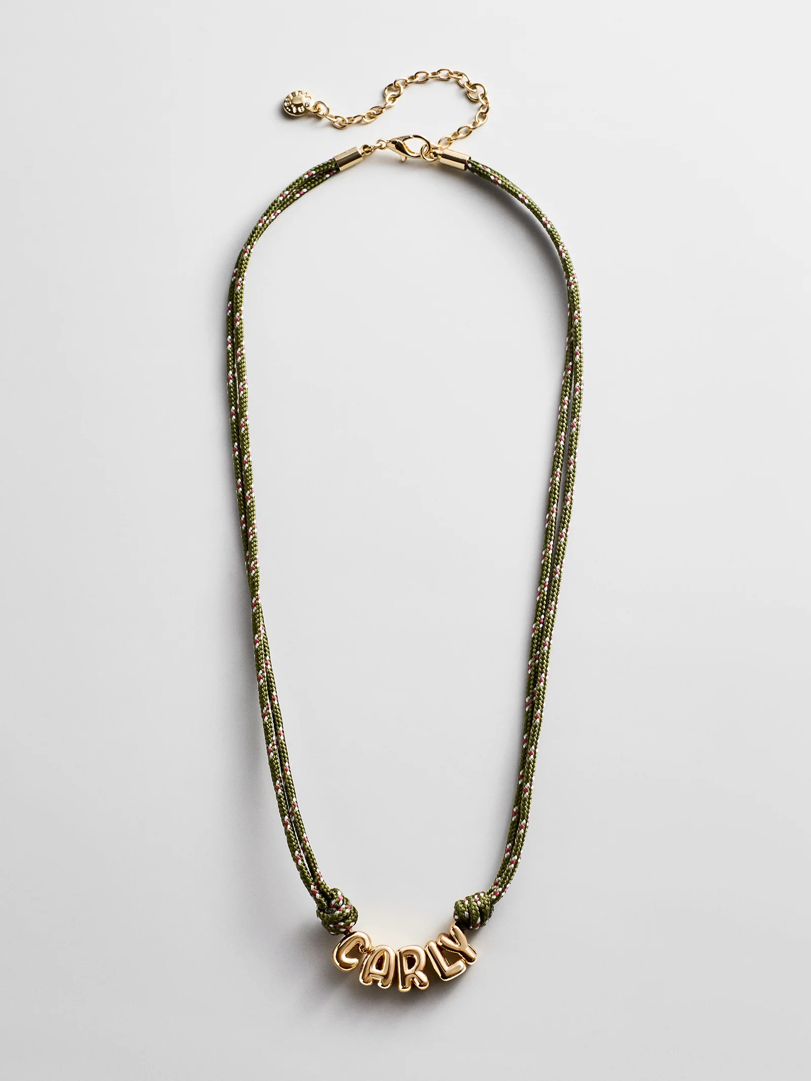 Bubble Letter Custom Paracord Necklace - Dark Green | BaubleBar
