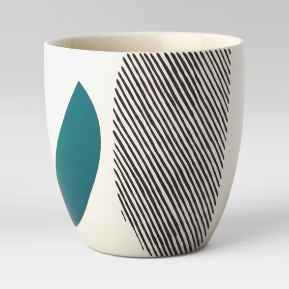 8" Outdoor Stoneware Colorblock Planter Teal/Black/White - Project 62™ | Target
