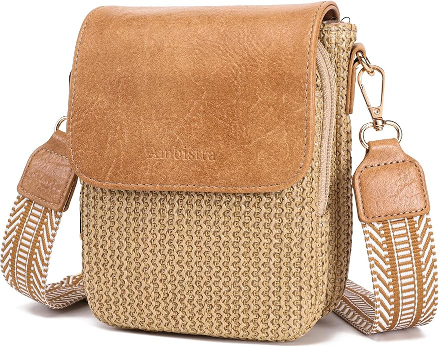Faux Straw Crossbody Bags for Women Small Summer Purse 2026 RFID Raffia Woven Cross Body Cell Pho... | Amazon (US)