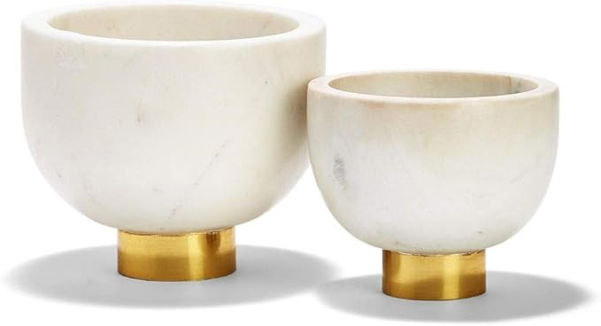Amazon.com: Two's Company Tozai Ice White Set of 2 Marble Bowl : Home & Kitchen | Amazon (US)