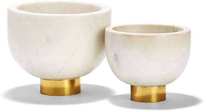 Amazon.com: Two's Company Tozai Ice White Set of 2 Marble Bowl : Home & Kitchen | Amazon (US)
