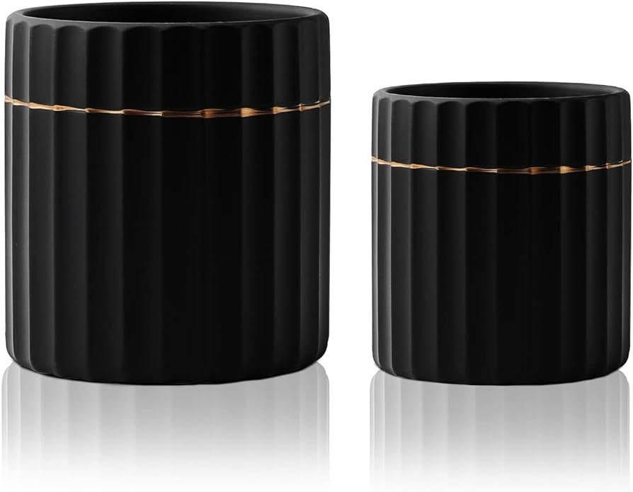 Mozing Ceramic Pots for Plants - Planters for Indoor Flower Set - 2 Packs of Cute Small Plant Pot... | Amazon (US)