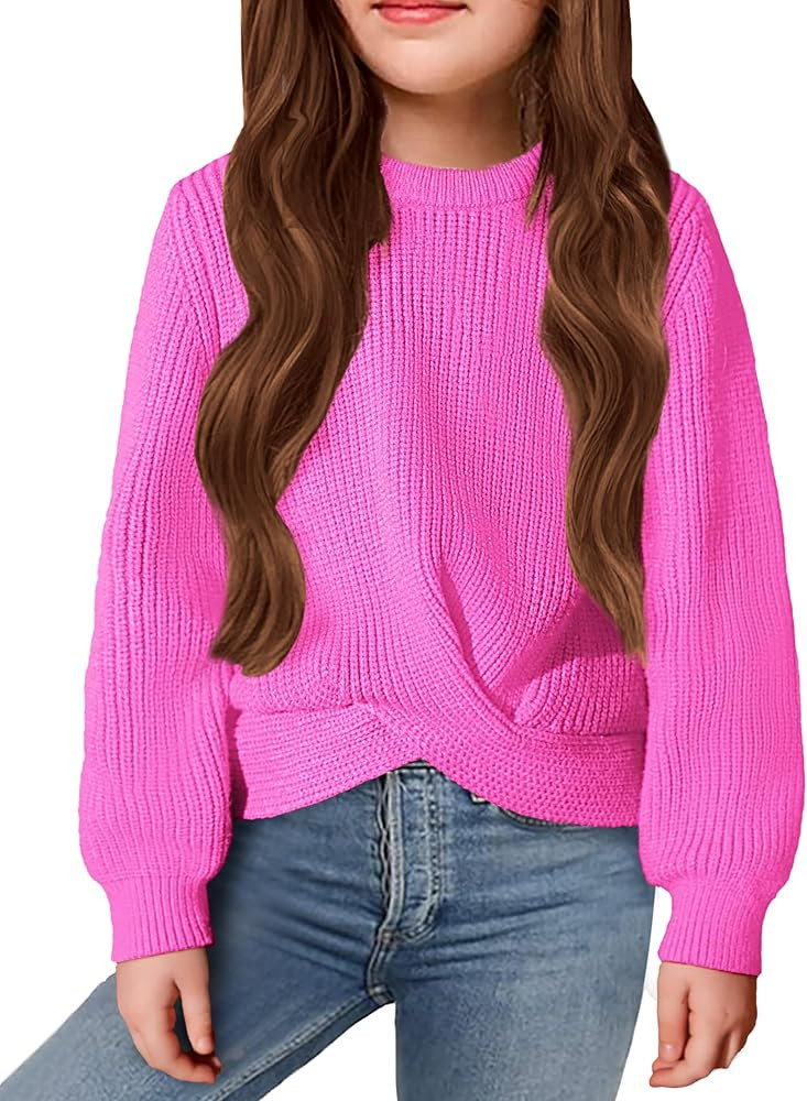 Arshiner Girl's Sweaters Kids Twist Front Cute Pullover Knitted Jumper Fall Winter Clothes | Amazon (US)