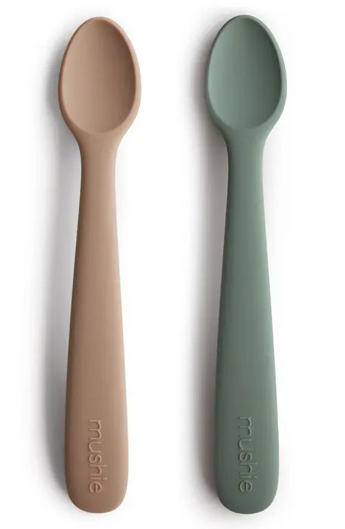 Mushie 2-Pack Silicone Feeding Spoons in Green/Brown at Nordstrom | Nordstrom