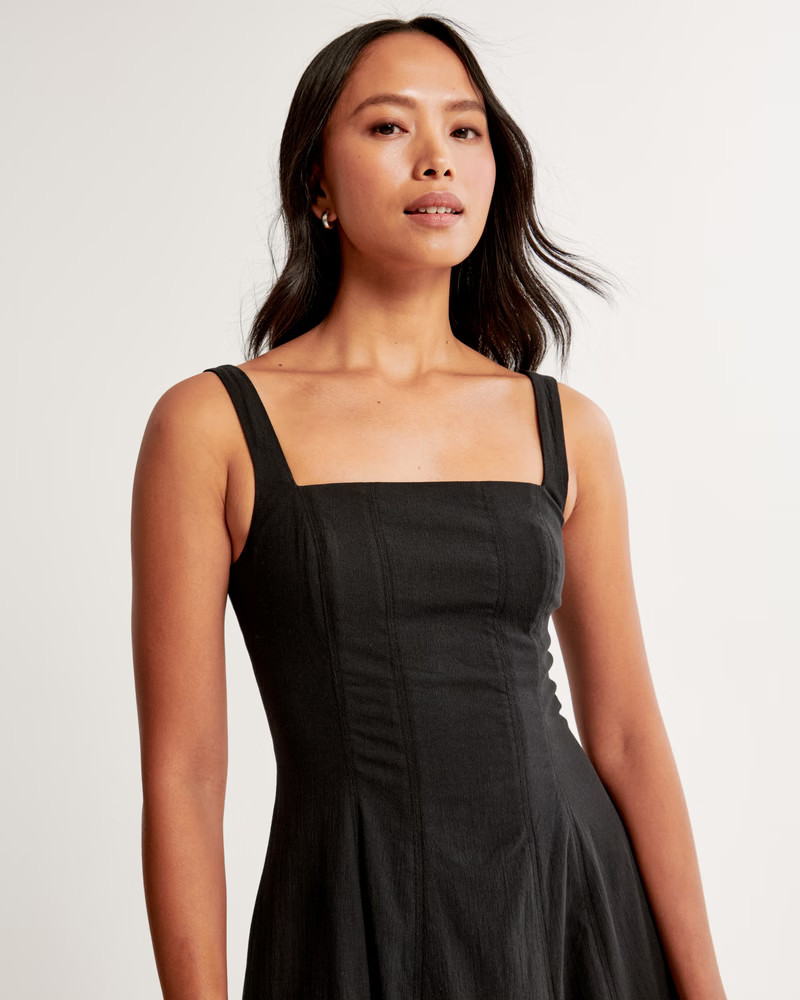 Squareneck Stretch Cotton Midi Dress | Abercrombie & Fitch (US)
