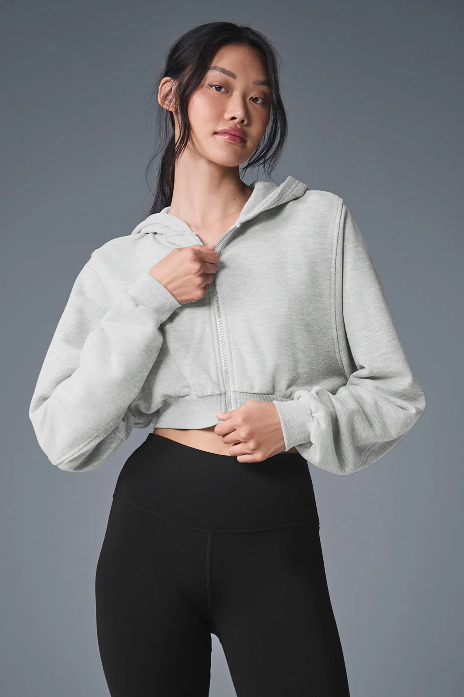 Alo Yoga� | Sweet Escape Zip Up Hoodie in Athletic Heather Grey, Size: XS | Alo Yoga (US)