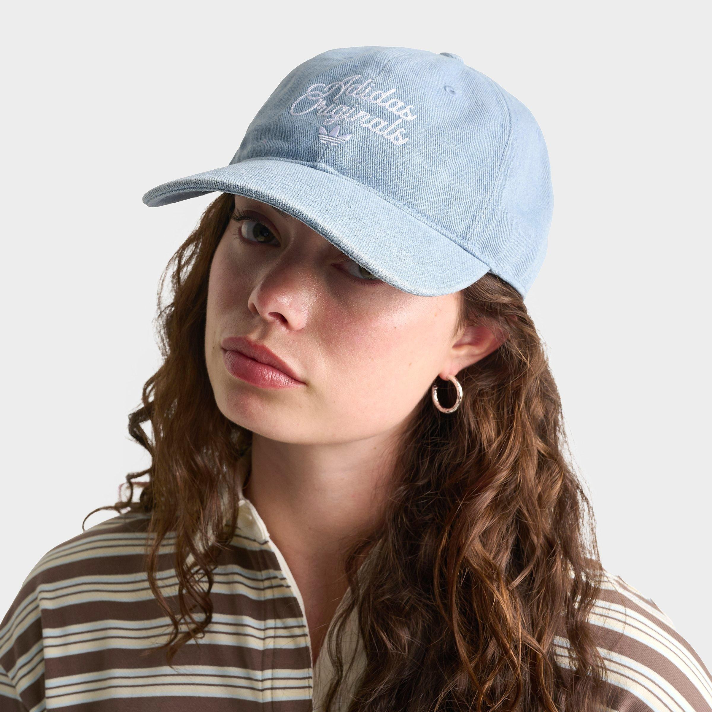 adidas Women's Originals Heritage Denim Relaxed Strapback Hat in Light Denim/White | JD Sports (US)