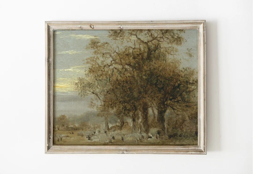 Vintage Peaceful Meadow Painting Digital Download Vintage Sheep Wall Art Vintage Painting Landsca... | Etsy (CAD)