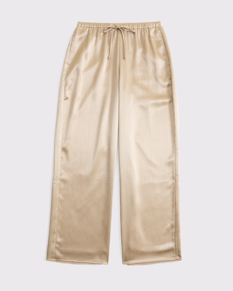 Women's Textured Satin Pull-On Pant | Women's Clearance | Abercrombie.com | Abercrombie & Fitch (US)