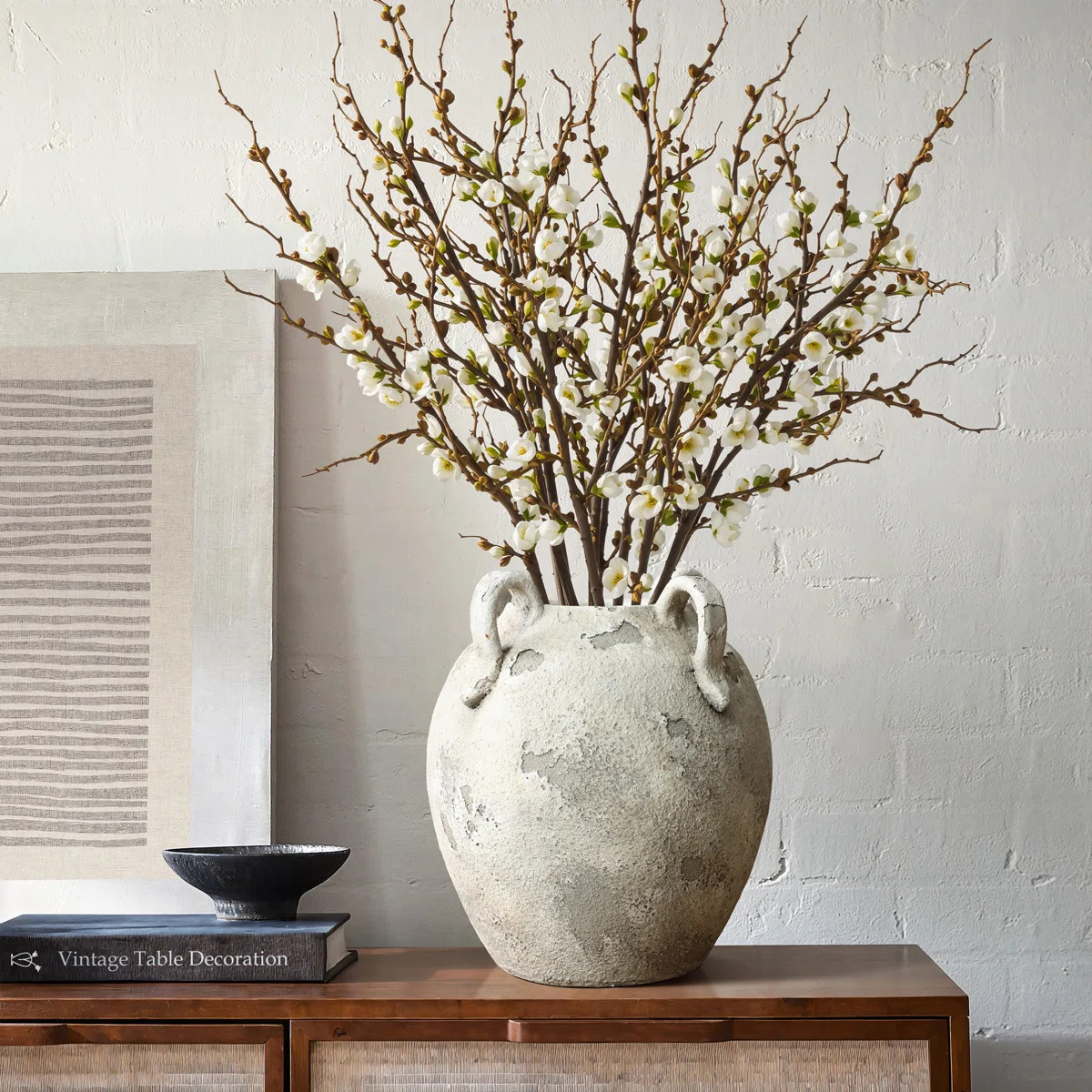 Atoka Vintage Mutli-Colour Grey and White Terracotta 11-Inch Round Amphora Vase with Handles | Wayfair North America