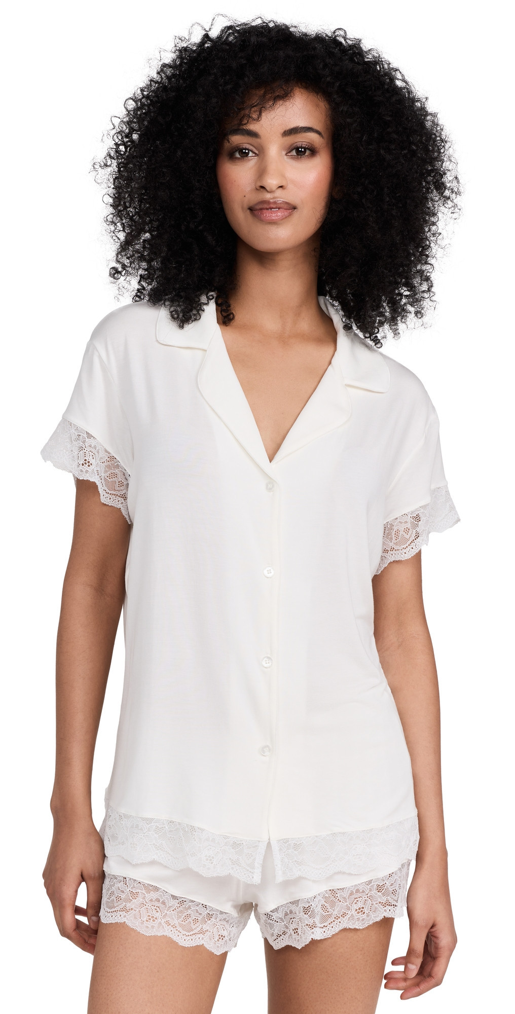 Eberjey Malou Lace Shorts Pajama Set Ivory L | Shopbop