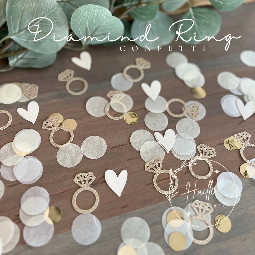 Glitter Diamond Ring Confetti, Bridal Shower Table Decor, Table Sprinkle, Engagement, Bachelorett... | Etsy (US)
