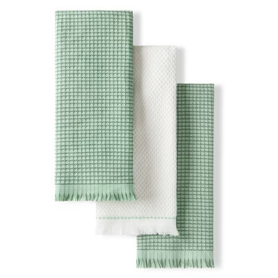 KITCHENAID Gourmet Series Gridlines Kitchen Towels 3-Pack Set, 100% Cotton Absorbent, Pistachio Green, 18"x28" | Target