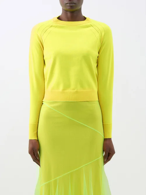 Molly Goddard - Snay Lace-shoulder Sweater - Womens - Neon Yellow | Matches (US)