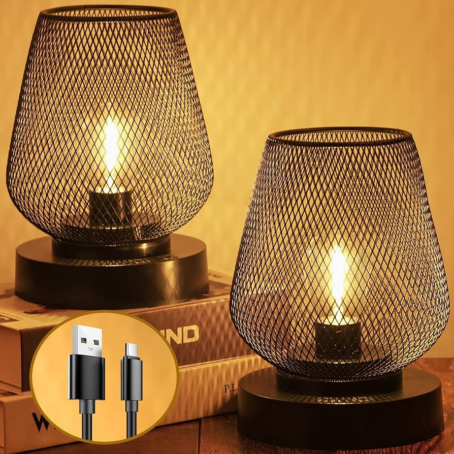 UBright 2 Pack Battery Operated Lamp Rechargeable Outdoor Table Lamp Metal Cage with 4 Lighting M... | Amazon (US)