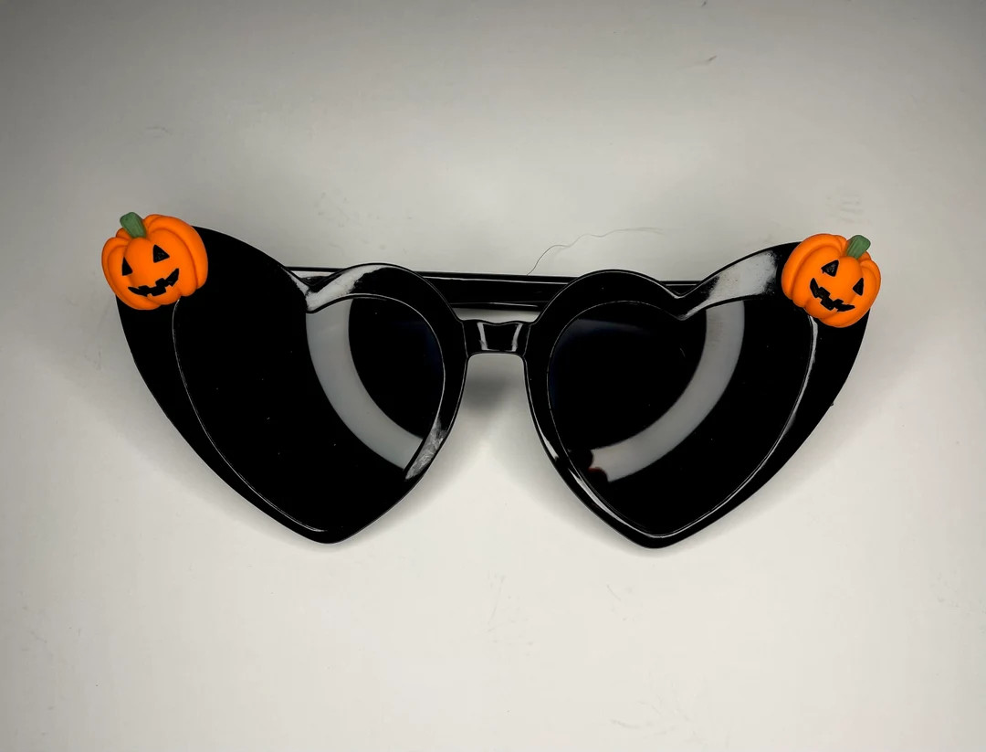 Black Heart Orange Pumpkin Sunglasses Sunglasses Halloween - Etsy | Etsy (US)