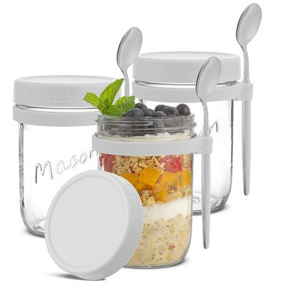 JoyJolt Dawn Glass Overnight Oats Containers - White | Target