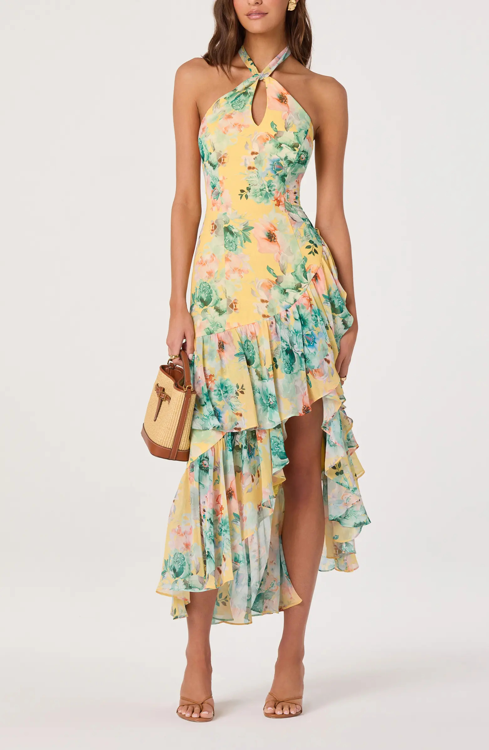 Bethina Floral Halter Neck High-Low DressASTR the Label | Nordstrom