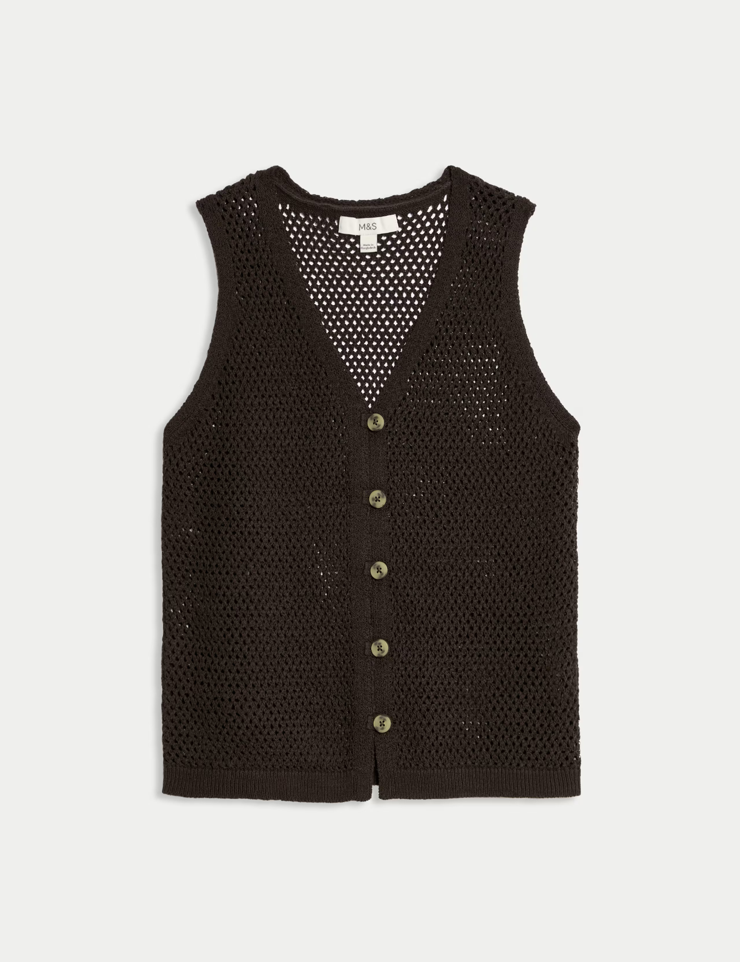 Cotton Blend Button Through Knitted Waistcoat | M&S Collection at M&S | Marks & Spencer (UK)