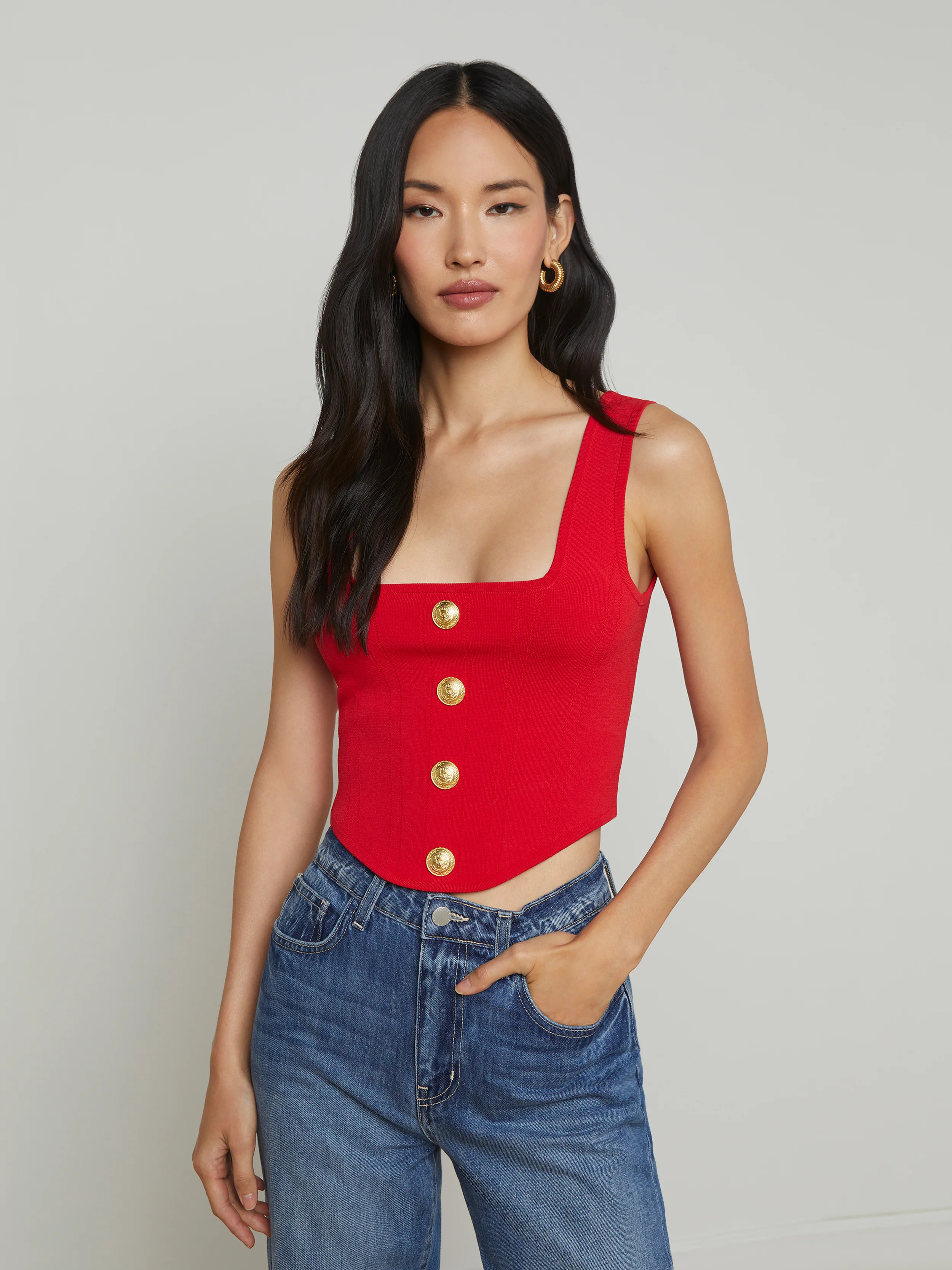L'AGENCE - Saga Top in Scarlet Red/Gold | L'Agence