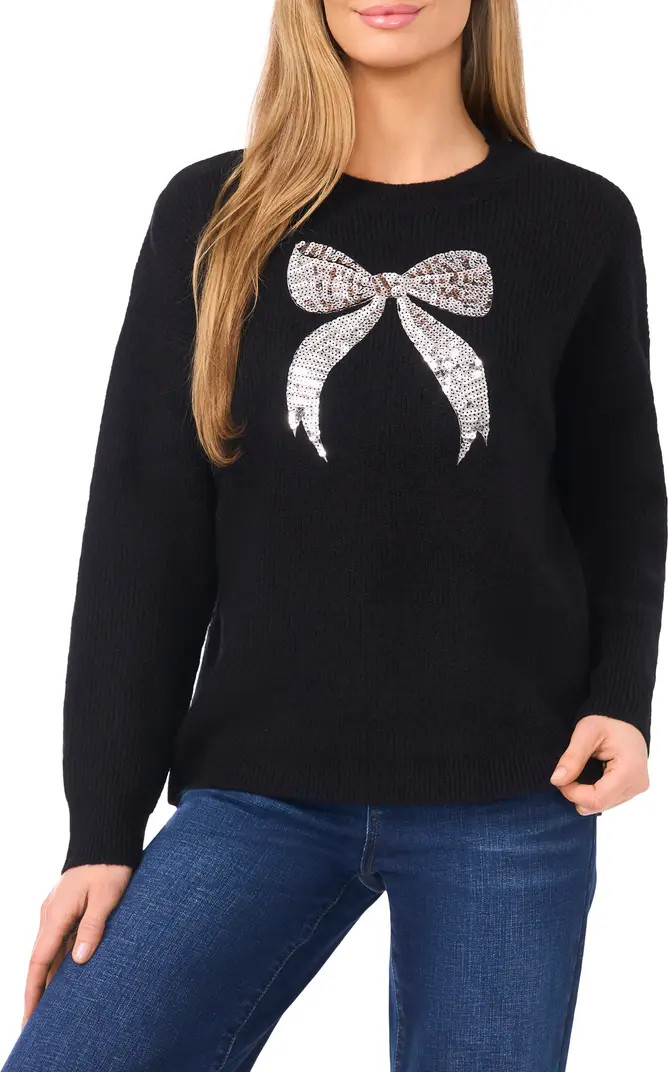 CeCe Sequin Bow Detail Sweater | Nordstrom | Nordstrom
