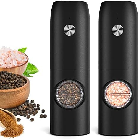 Electric Salt and Pepper Grinder Set, Rechargeable Automatic Pepper Mill Grinder with LED Light, ... | Amazon (US)
