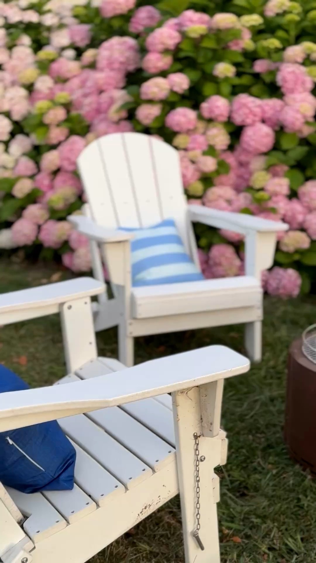 #ad I’m East Coast dreaming this summer! My classic white folding Adirondack chairs from @Wayfair are a staple in my garden, backyard and front yard! They look great in front of my pink hydrangea wall! I adorned them with white blue striped and solid colored pillows. I love switching up the pillows every season and adding throw blankets as the weather gets chillier! #wayfairpartner #wayfair #wayfairpicks #fathersday

#LTKdayinmylife #LTKHome #LTKSeasonal