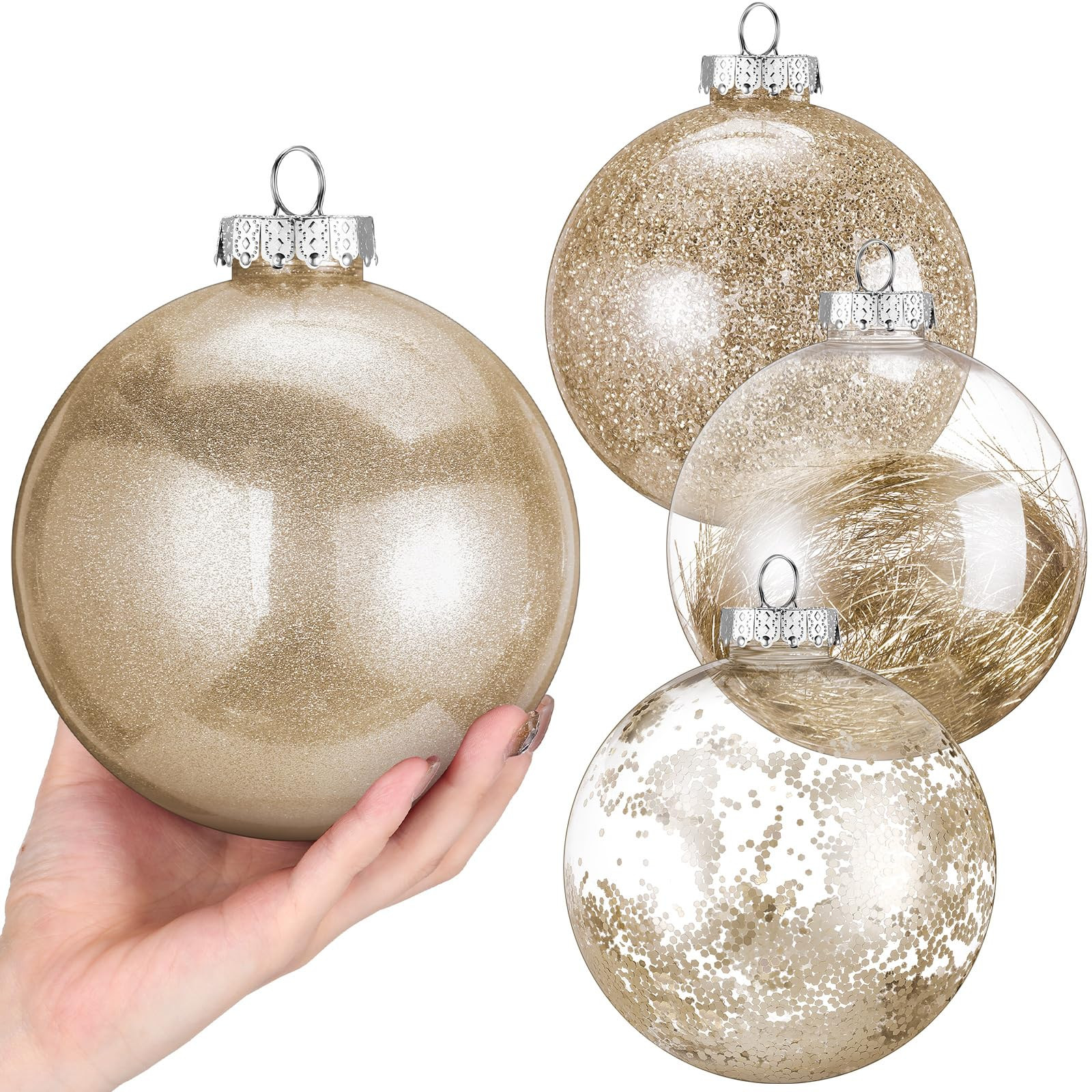 Shappy 4 Pcs 6 Inch Large Clear Plastic Christmas Ball Ornaments Christmas Decoration Balls Xmas ... | Amazon (US)