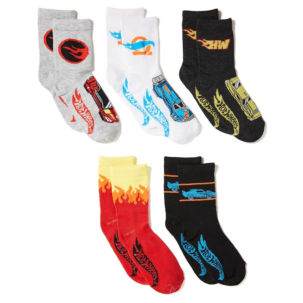 Hot Wheels Boys' Race Car 5 Pack Crew Socks | Amazon (US)