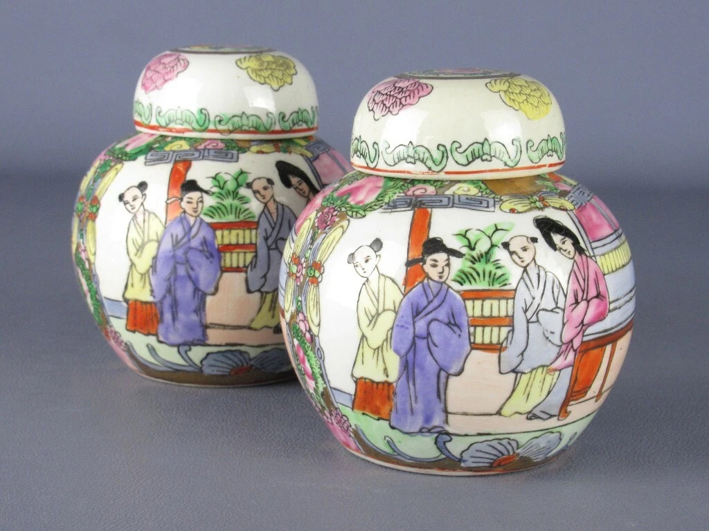 2 Old Containers Porcelain Chinese With Decoration Painted Xx Century | eBay US