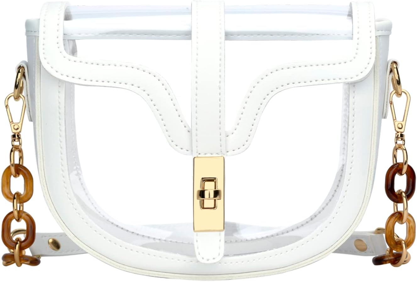 KKXIU Clear Crossbody Bag for Women Stadium Approved Vegan Leather Concert Shoulder Sports See-Th... | Amazon (US)