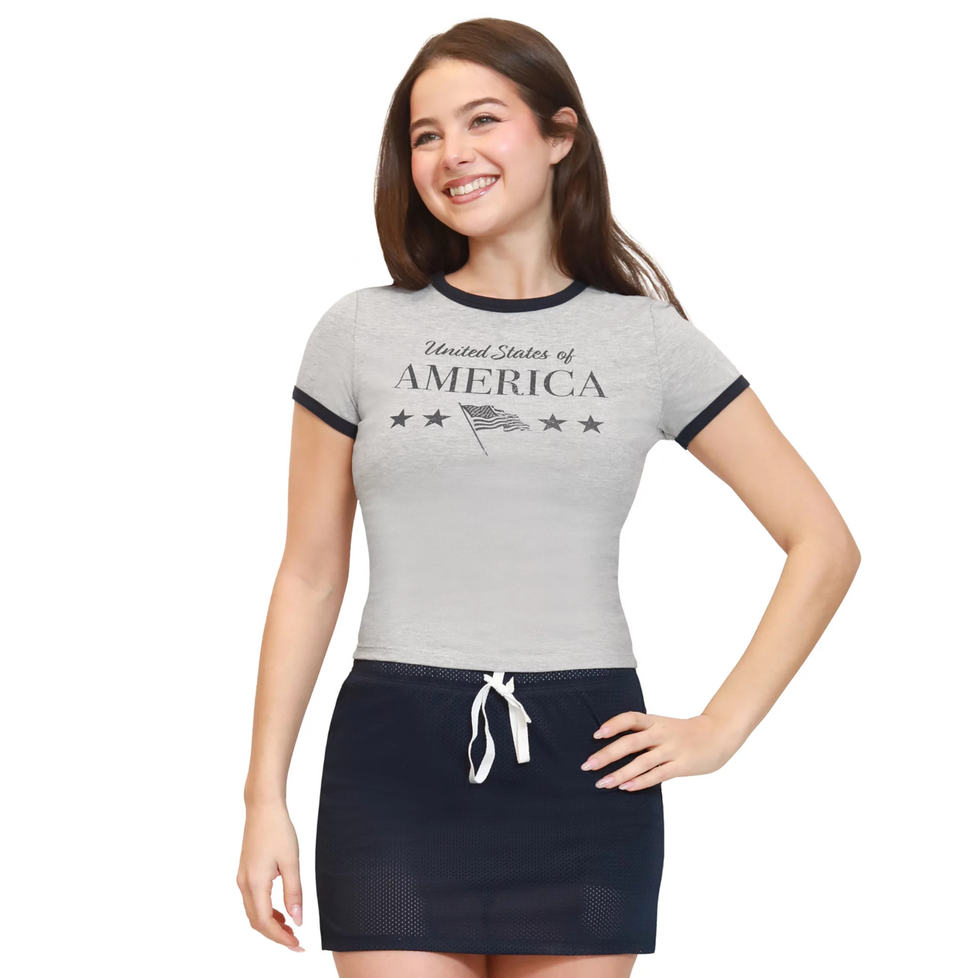 Juniors' madden girl Contrast Ringer Graphic Baby Tee | Kohl's