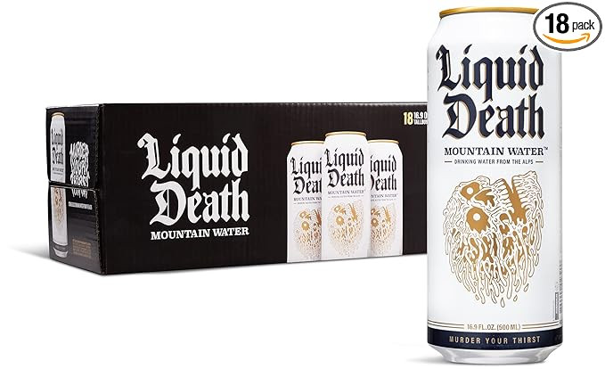 Liquid Death Still Mountain Water, 16.9 fl oz Tallboys (18-Pack) | Amazon (US)