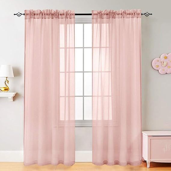 Voile Curtains for Living Room Window Curtian Panels 84 Inch Length Rod Pocket Window Treatment S... | Amazon (US)