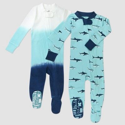 Honest Baby Boys' 2pk Sharks Organic Cotton Snug Fit Footed Pajama | Target