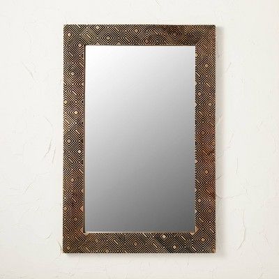 24&#34; x 36&#34; Carved Wood Mirror - Opalhouse&#8482; designed with Jungalow&#8482; | Target