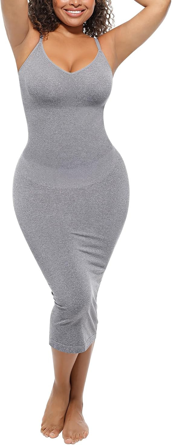 FeelinGirl Women's Bodycon Midi Dresses Built in Bra Shapewear Sundress Slip | Amazon (US)