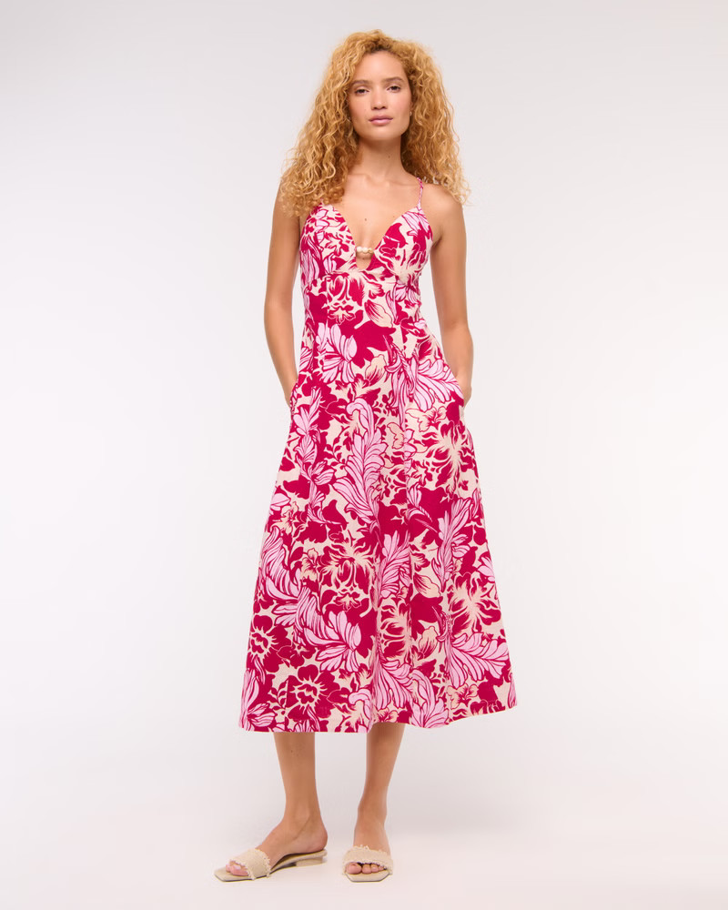 Women's Beaded Flowy Midi Dress | Women's Clearance | Abercrombie.com | Abercrombie & Fitch (US)