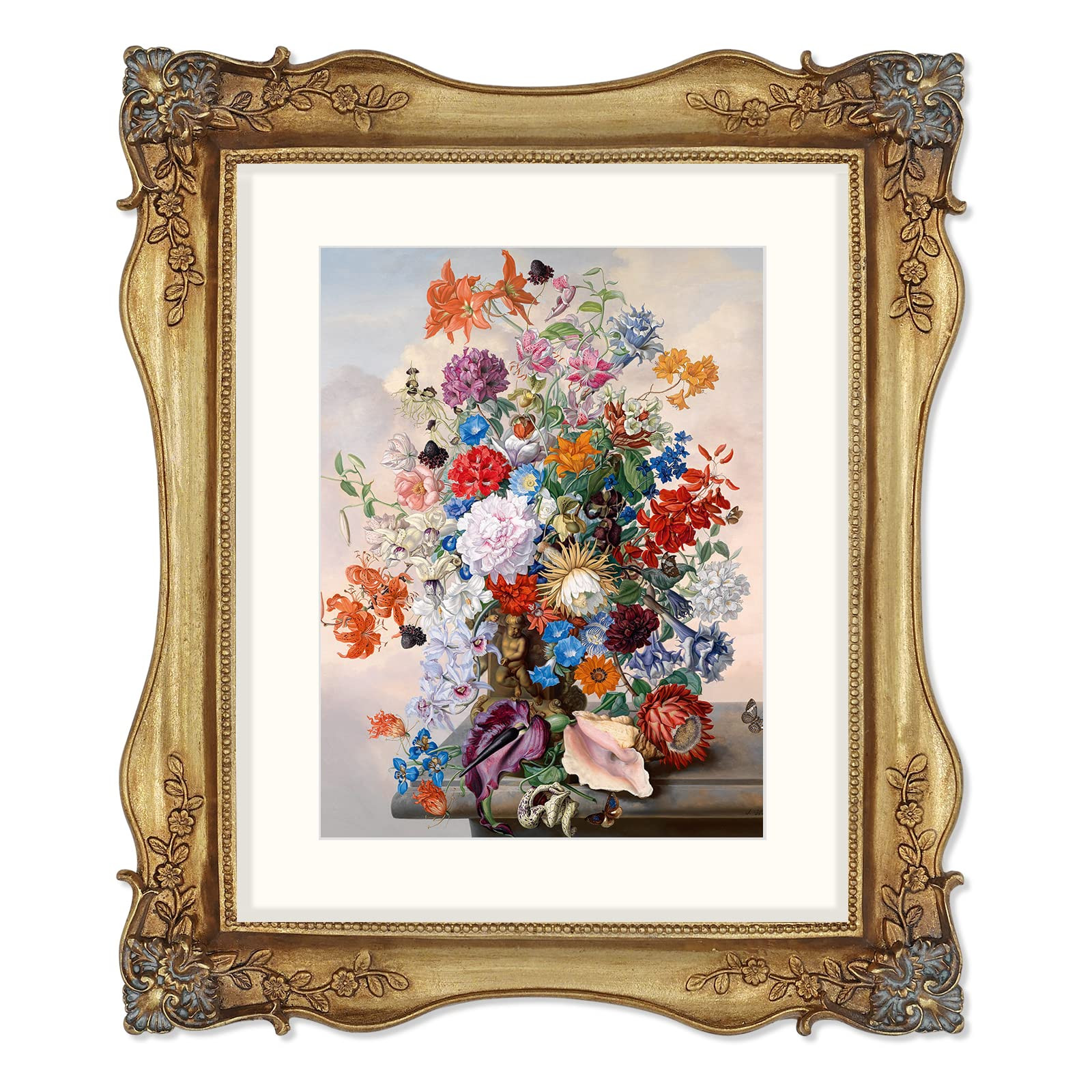 SIMON'S SHOP Gold Picture Frames 8x10 with Mat, Vintage 8x10 Frame Matted to 5x7 Photo, Baroque S... | Amazon (US)